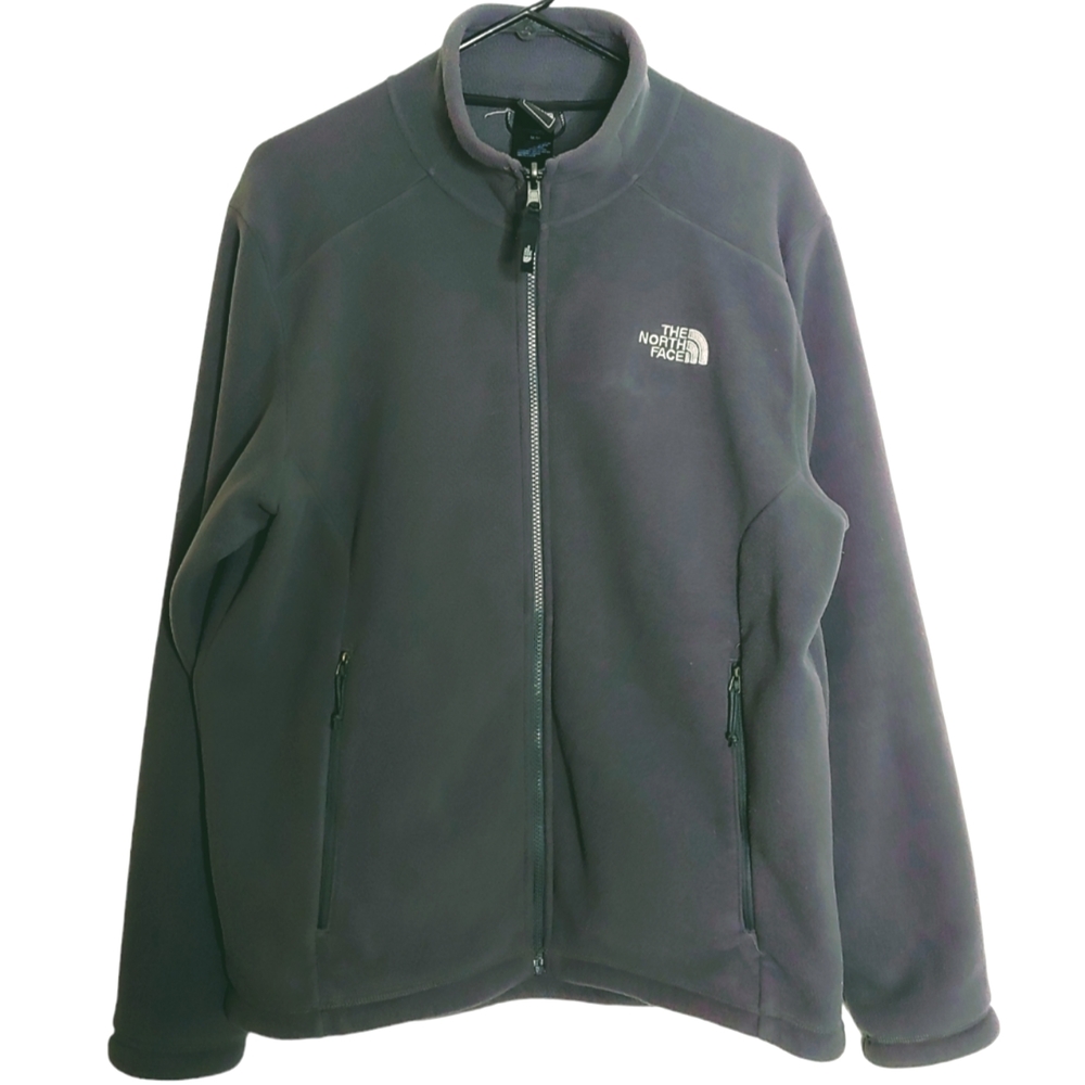 The North Face Men's Gray Green Zip Up Casual Outdoor Fleece Jacket Size Medium
